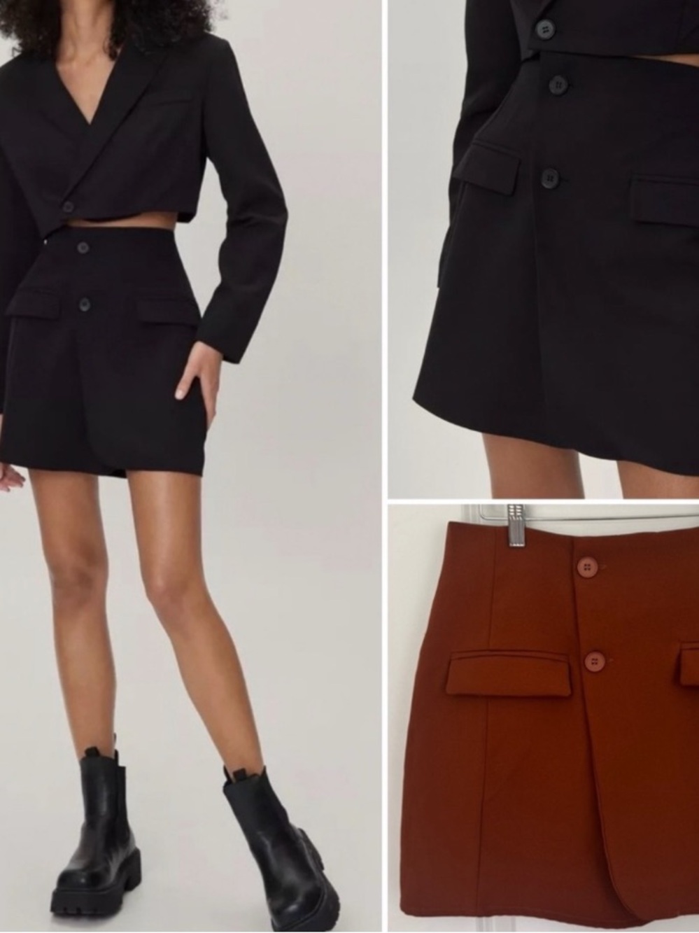 Nasty Gal Collection Asymmetrical Tailored Wrap Skirt